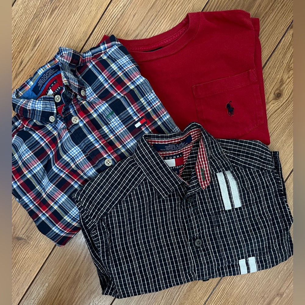Kids | 4T Boys Shirt LOT (3) Tommy Hilfiger Button-Ups + Polo T-Shirt** | Sz: 4
